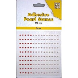 Adhesive Pearls, 2mm, 150 pcs,3 col. red