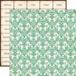 Echo Park Paper Co. - This & That Collection - Teal Damask, 30x30 cm