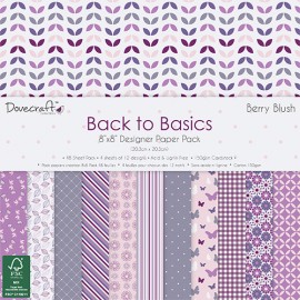 Designer Paper Pack - Back to Basics - Berry Blush. 20 x 20 cm